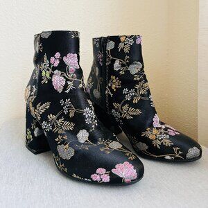 Bar III Embroidered Floral Versailles Booties - Black, Size 7